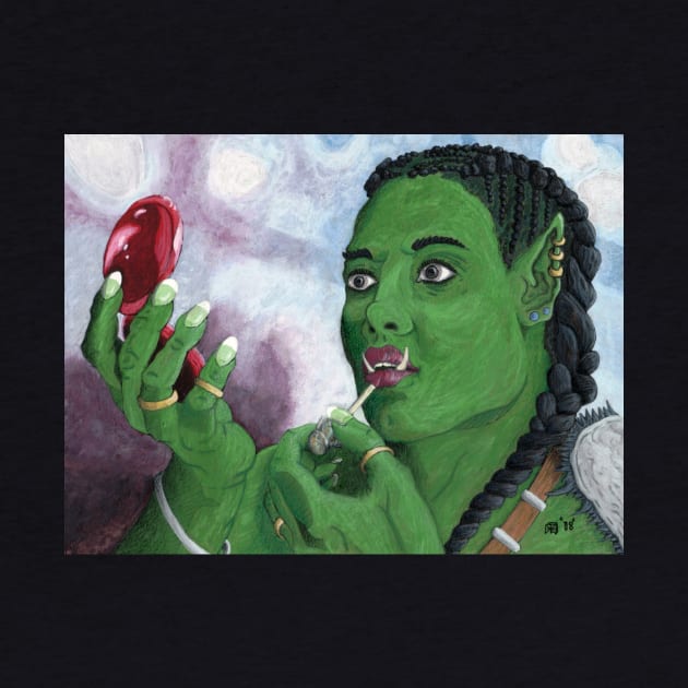 Female Orc Applying War Paint by Helms Art Creations